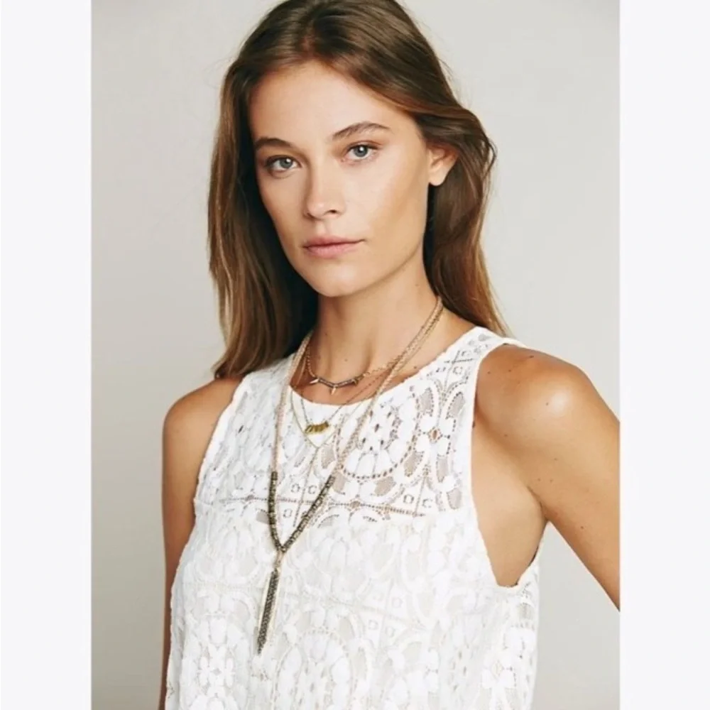 Free People Wallflower Cream Nude Lace Mini Dress Sz XS Feminine Cute Romantic - Picture 3 of 16